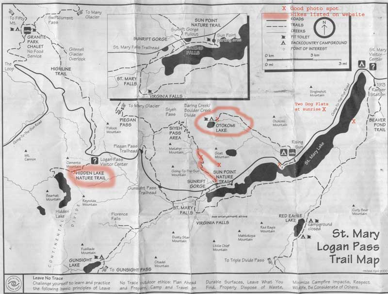 glacier national park map. Map, complete - St. Mary